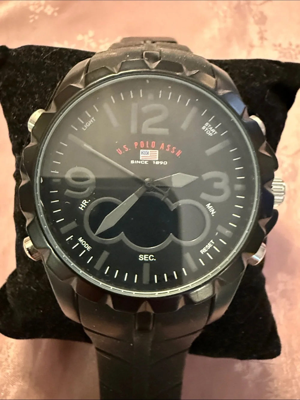 U.S. Polo Assn. Black Dial Black Strap Sport Watch